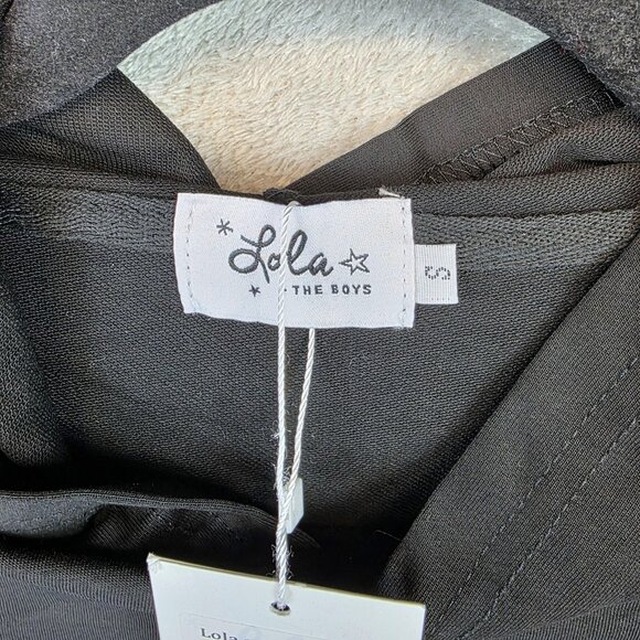 Lola and The Boys Hoodie Womens Small Black Sequin Rainbow Track Pullover Fun - Picture 3 of 11